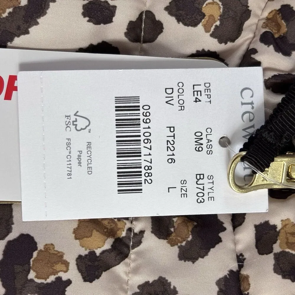 NWT Crewcuts Girls Large Reversible Leopard Puffer Vest Primaloft MSRP $98